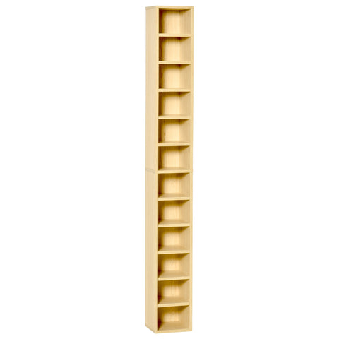 HOMCOM 204 CD Tall Narrow Media Storage Tower - Oak Tone