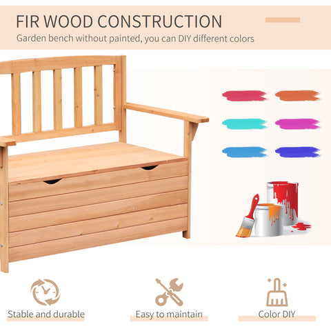 Outsunny Two-Seater Garden Storage Bench - Natural