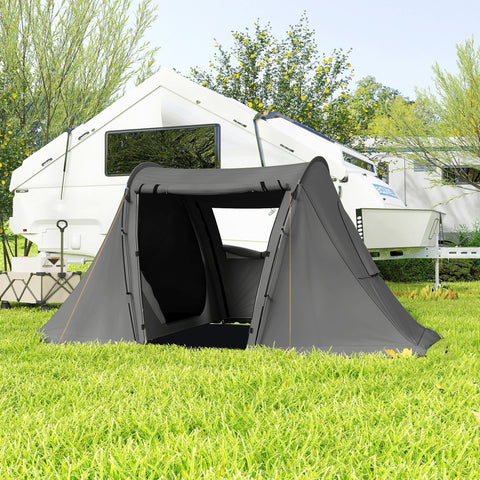 Outsunny 3 Man Camping Tent with Living Area and 2 Bedrooms, 3000mm Waterproof Family Tent with Sewn-in Groundsheet, Portable with Bag for Hiking, Festival, Backpacking, Drak Grey
