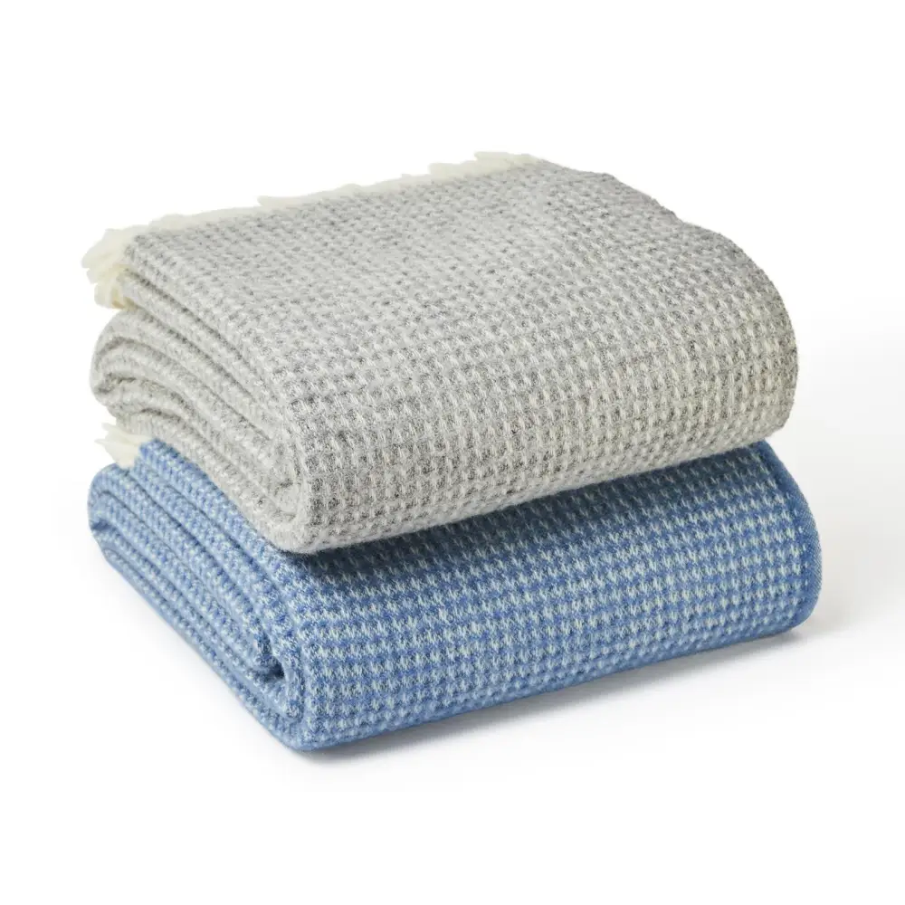 Waffle XL Pure New Wool Throw - Silver Grey - Throws & Blankets