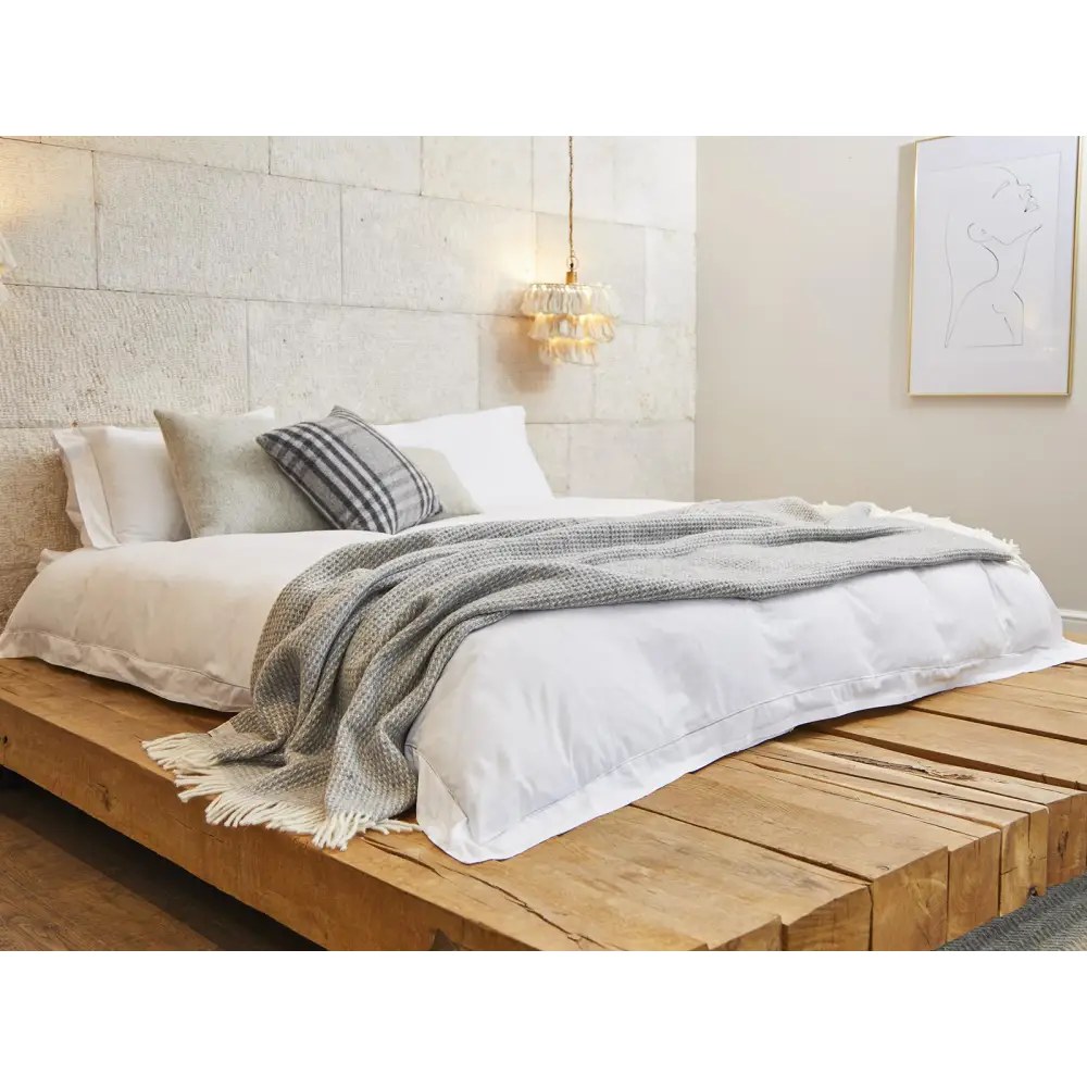 Waffle XL Pure New Wool Throw - Silver Grey - Throws & Blankets