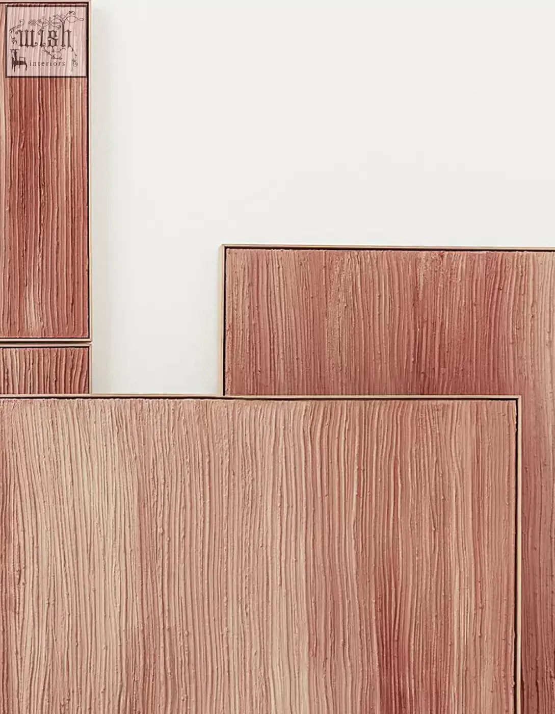 Rectangular walburga wall art panels with rosewood finish and subtle vertical grain perfect as a wall art background