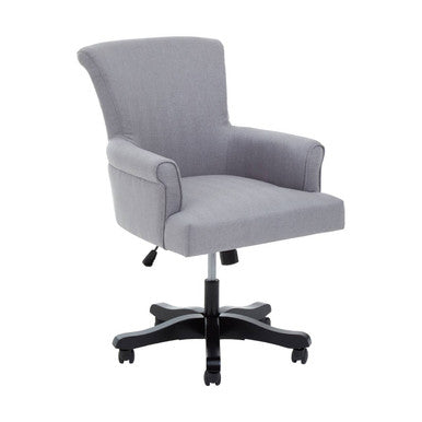 Walford grey home office chair with gray upholstered seat black casters and five-star base for home office use