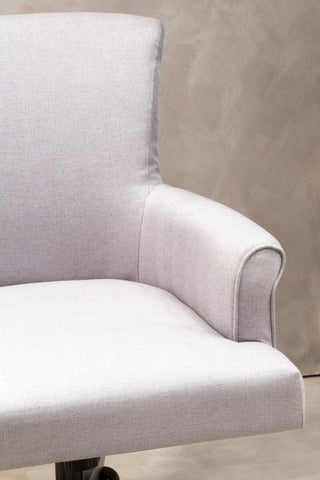 Walford grey home office chair with light gray textured fabric and rolled armrests for a comfy home office setup