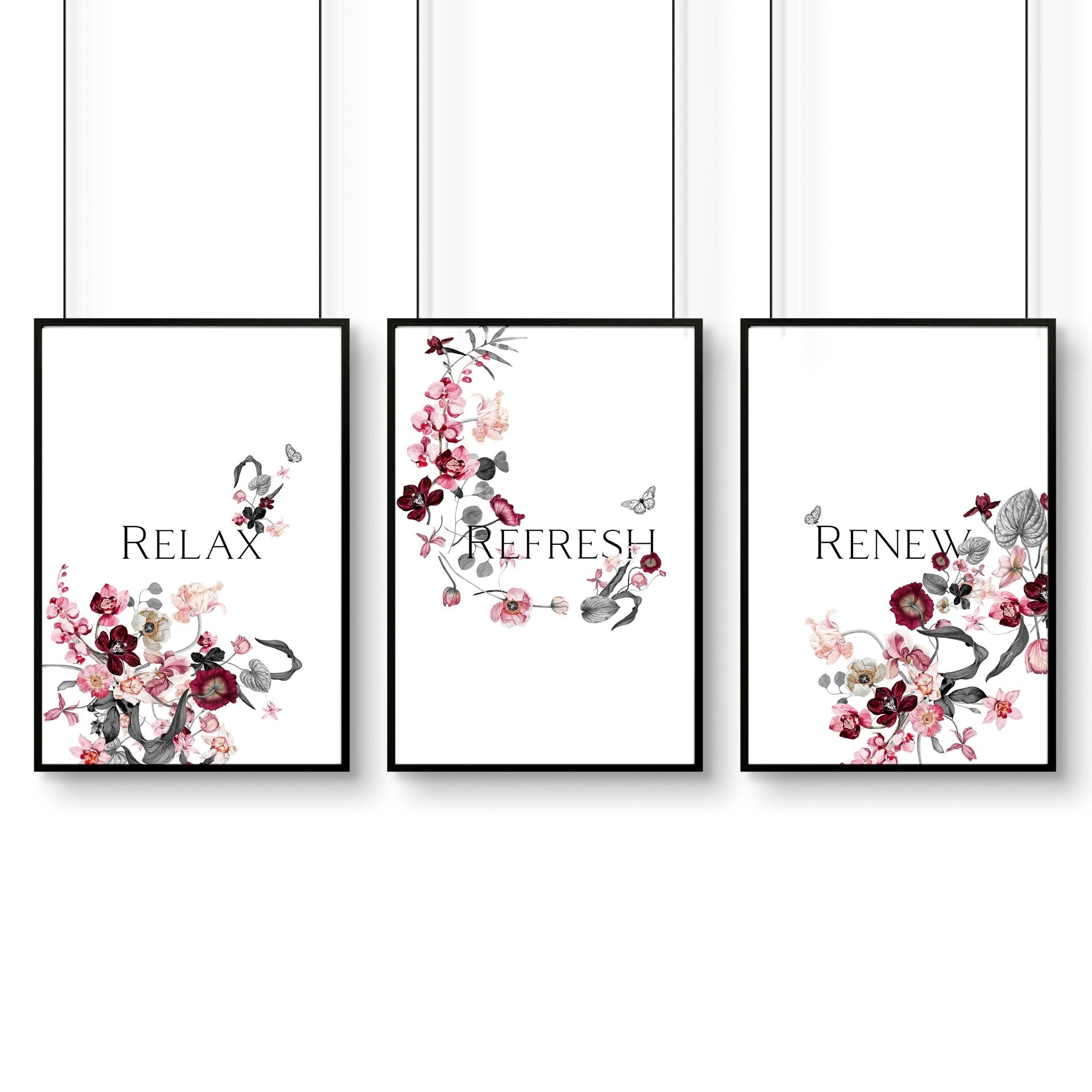 Wall pictures for bathroom | set of 3 framed wall art prints