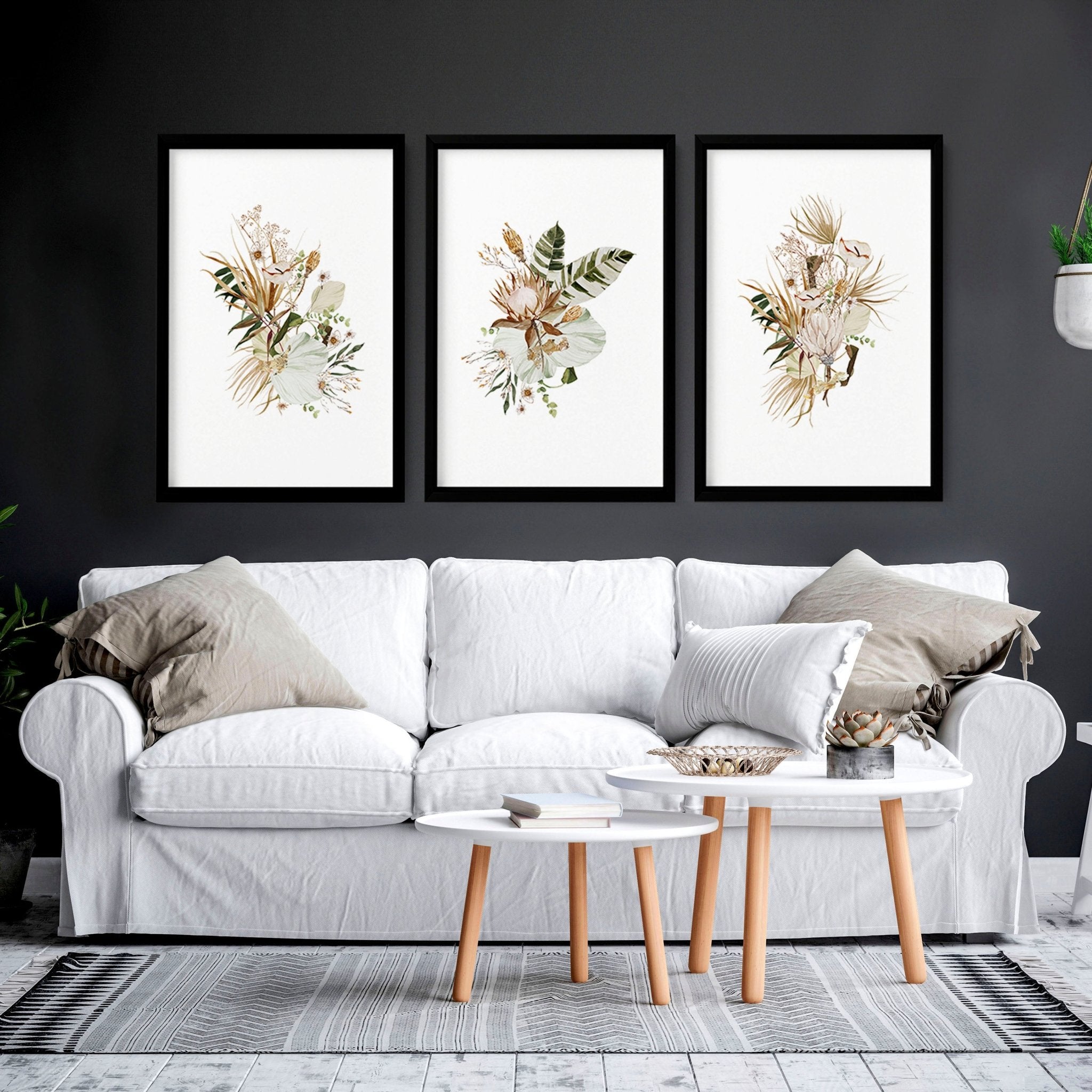 Bohemian wall art decor | Set of 3 framed wall art prints