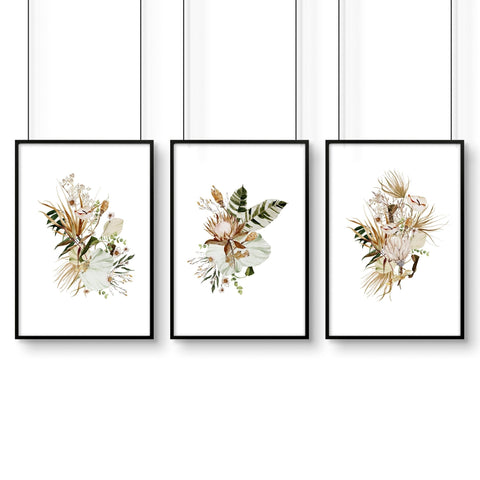 Bohemian wall art decor | Set of 3 framed wall art prints