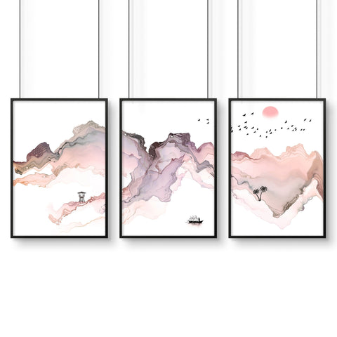 Wall art seaside | set of 3 framed wall art prints