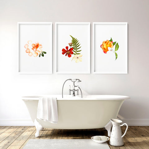 Framed wall art for Bathrooms | set of 3 wall art prints