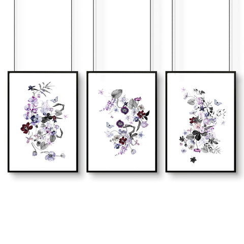 Flower art | set of 3 wall art for Home office decor