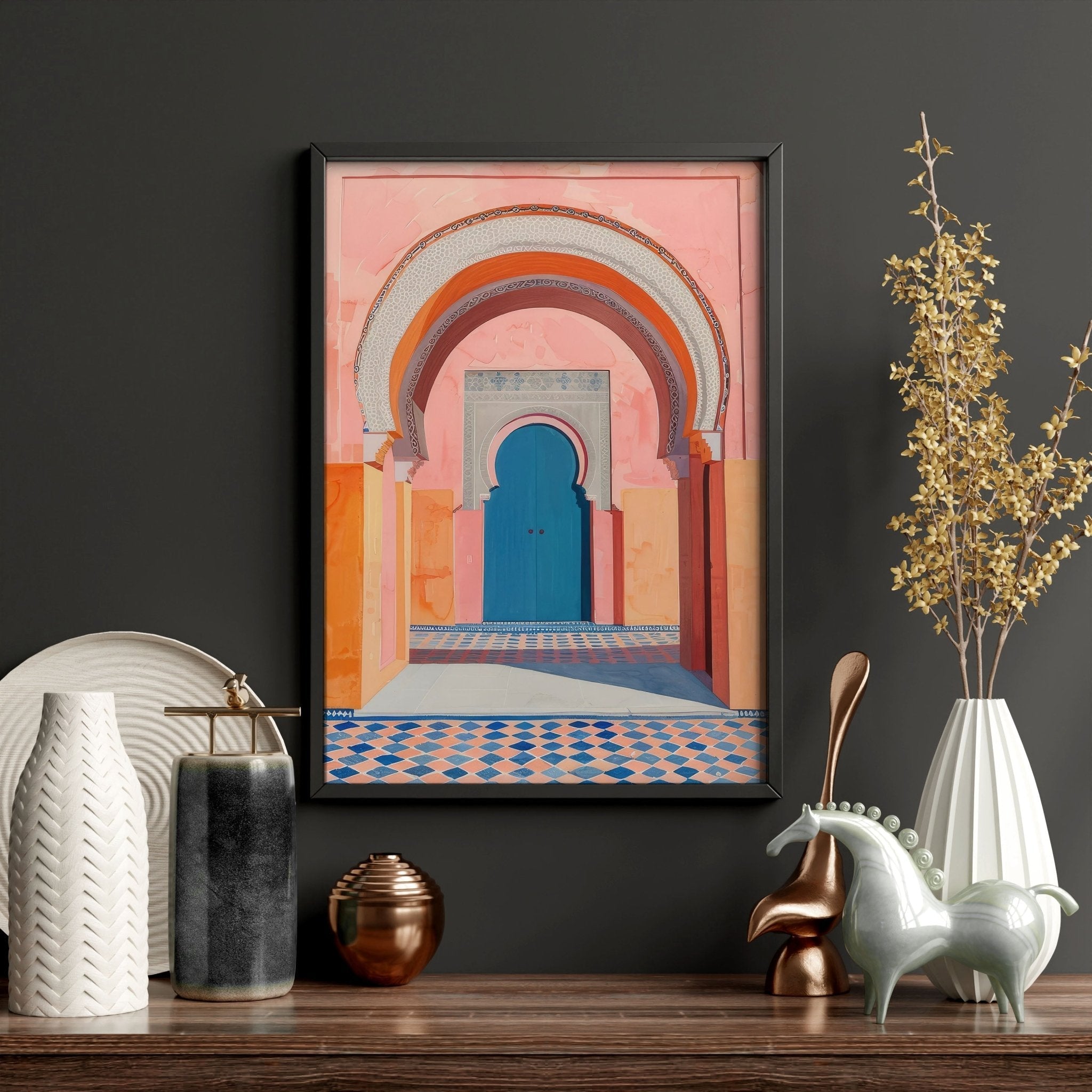 Wall Art For Living Room Framed | Set of 3 Moroccan Inspired Wall art Prints