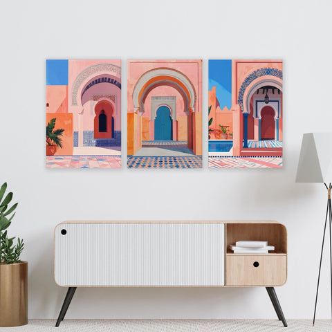 Wall Art For Living Room Framed | Set of 3 Moroccan Inspired Wall art Prints