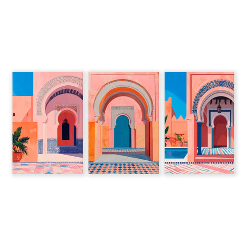 Wall Art For Living Room Framed | Set of 3 Moroccan Inspired Wall art Prints