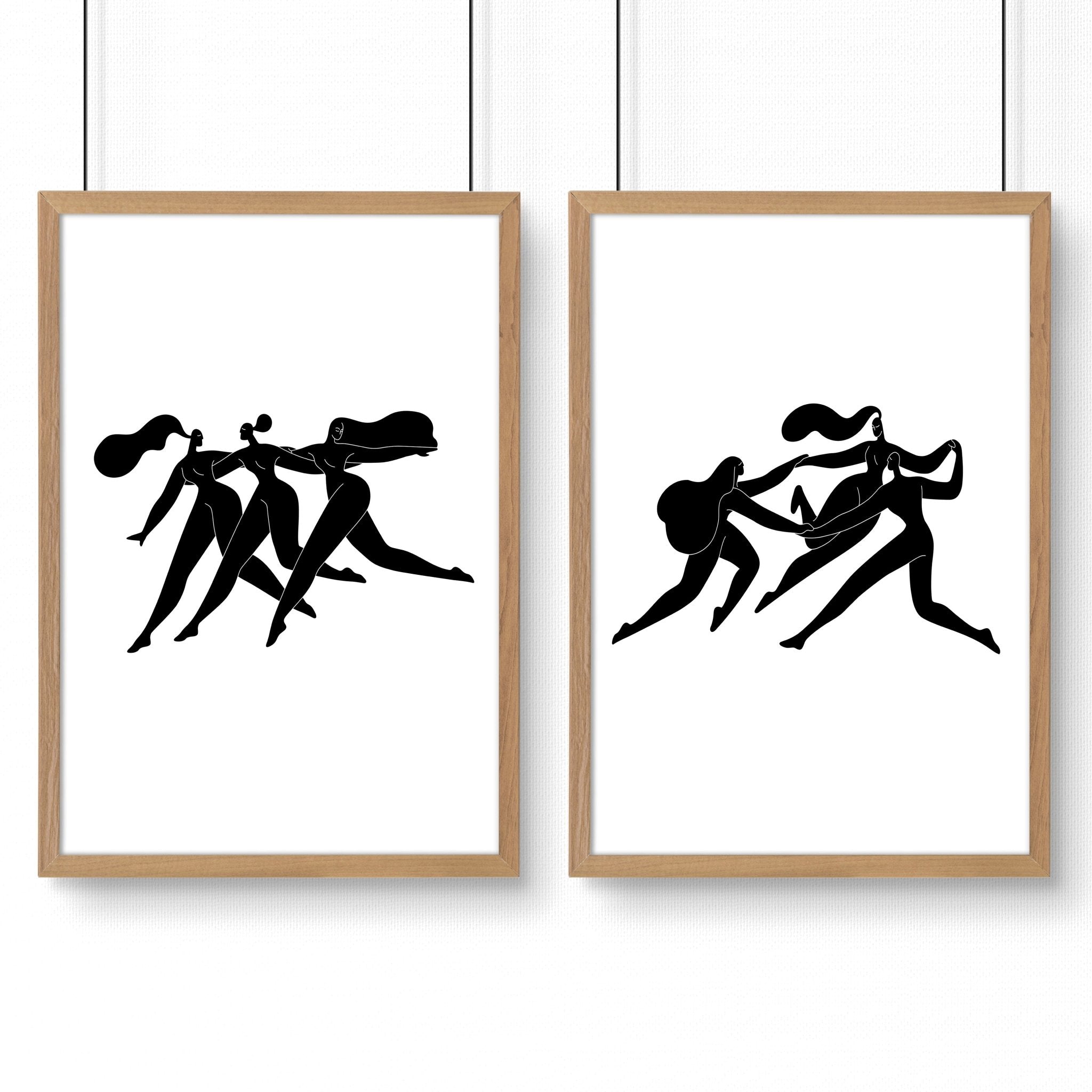 Wall Art Framed | Set of 2 Boho Women Wall art Prints