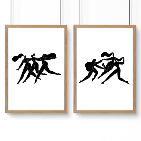 Wall Art Framed | Set of 2 Boho Women Wall art Prints