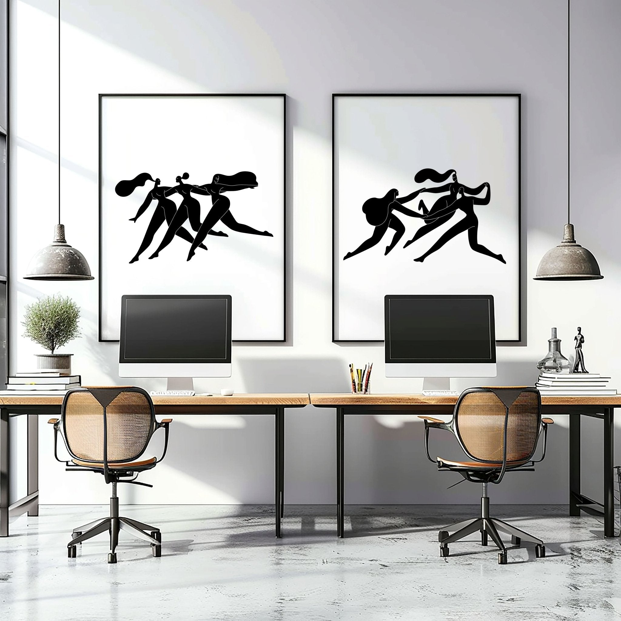 Wall Art Framed | Set of 2 Boho Women Wall art Prints