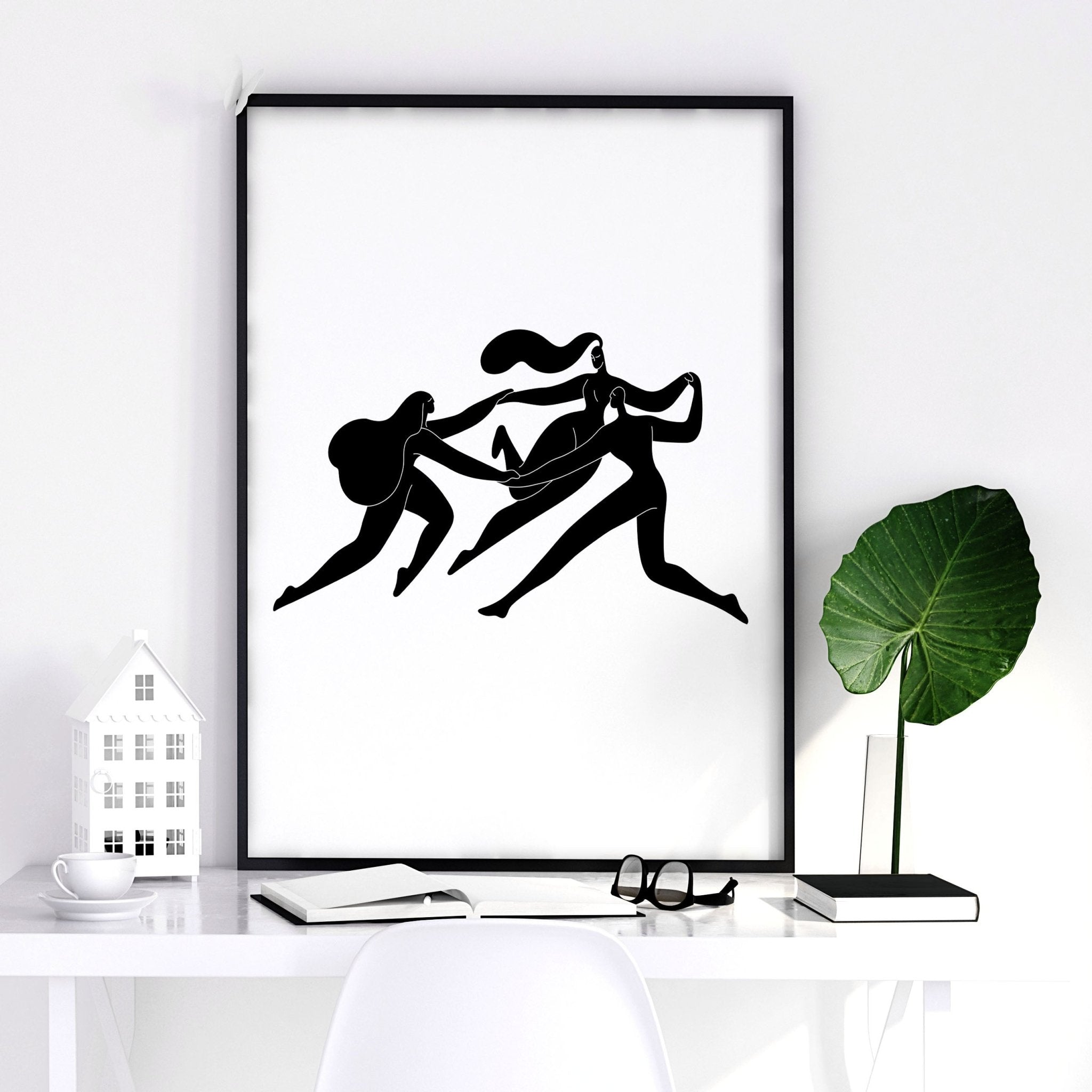 Wall Art Framed | Set of 2 Boho Women Wall art Prints