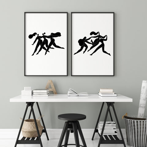 Wall Art Framed | Set of 2 Boho Women Wall art Prints