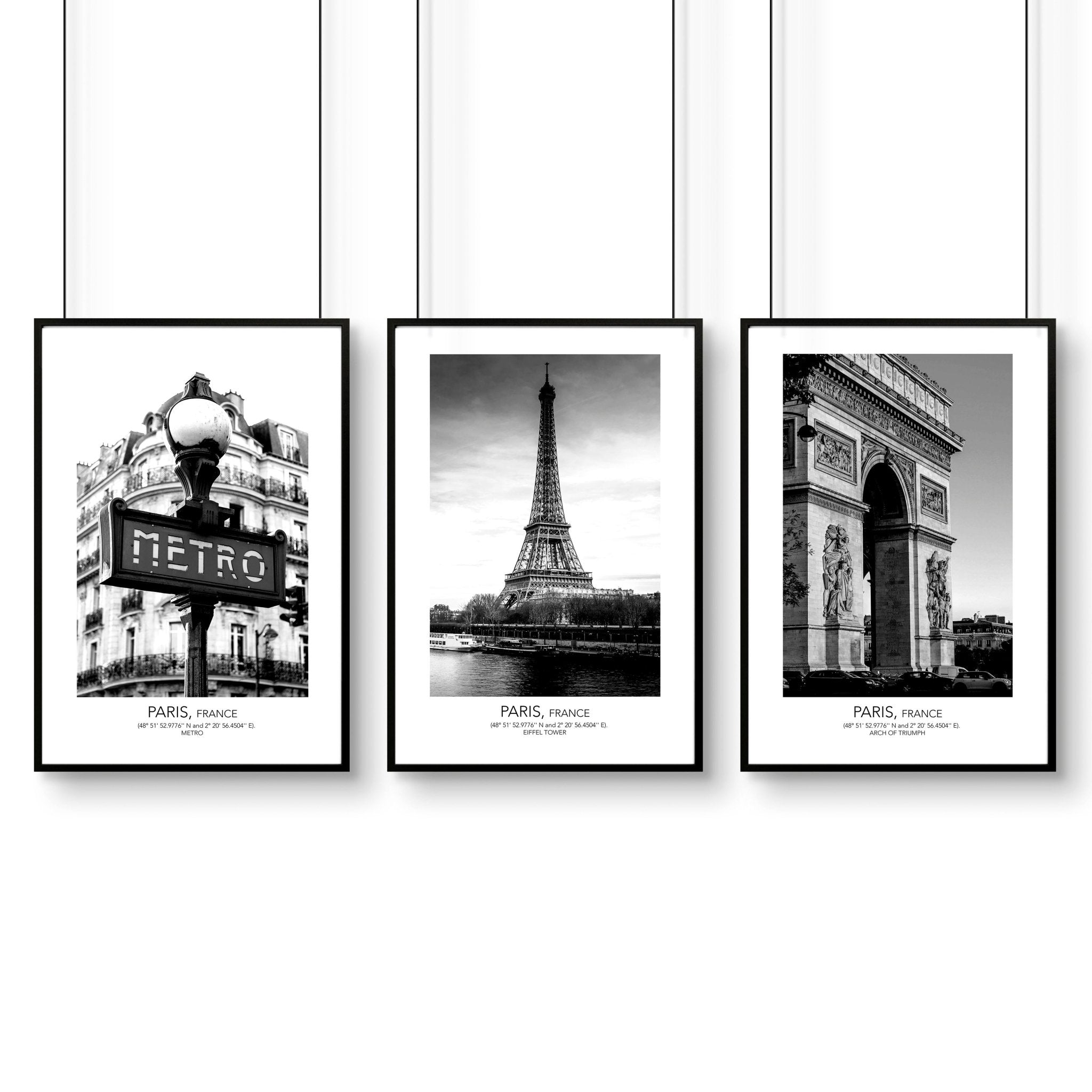 Wall art of Paris | set of 3 framed wall art prints
