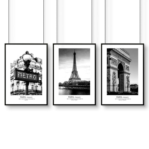 Wall art of Paris | set of 3 framed wall art prints