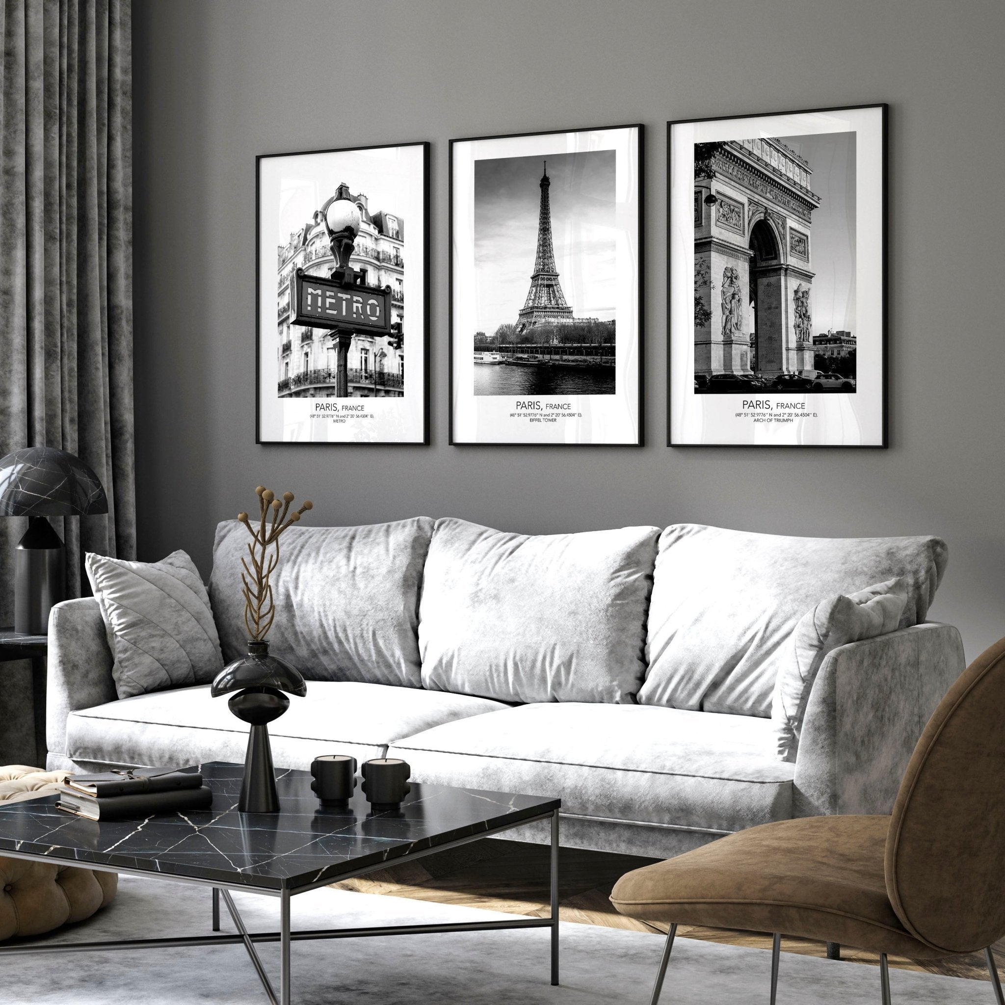 Wall art of Paris | set of 3 framed wall art prints