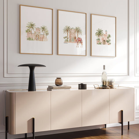 Wall Canvas Living Room | Set of 3 Moroccan Inspired Wall art Prints