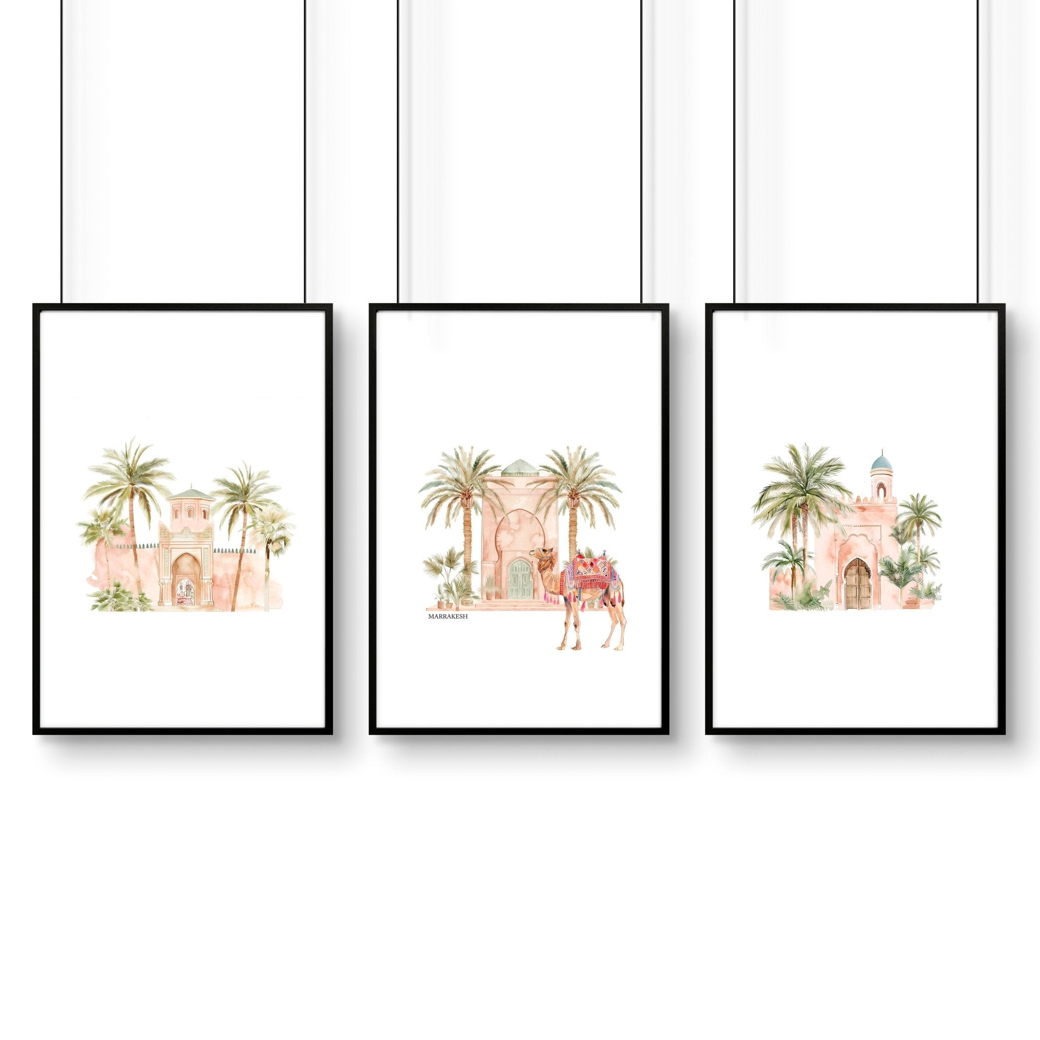 Wall Canvas Living Room | Set of 3 Moroccan Inspired Wall art Prints