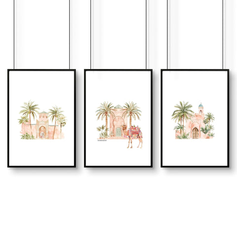 Wall Canvas Living Room | Set of 3 Moroccan Inspired Wall art Prints