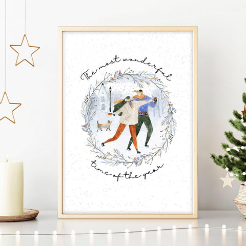 Festive Holiday Christmas wall art print