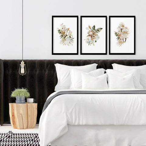 3 pictures above bed | set of 3 framed wall art