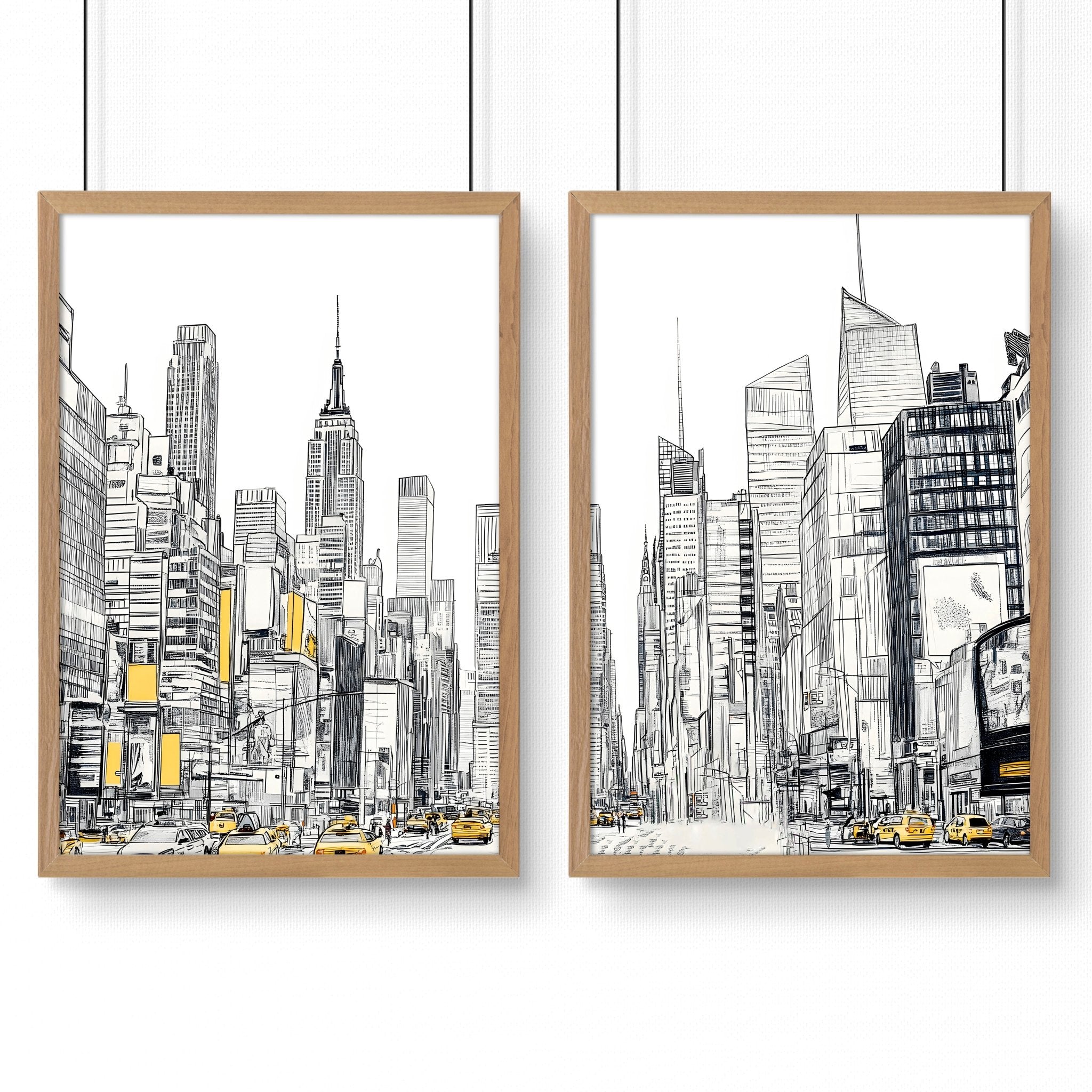 Wall Decor For Hallway | Set of 2 Urban Skyscrapers Wall art Prints
