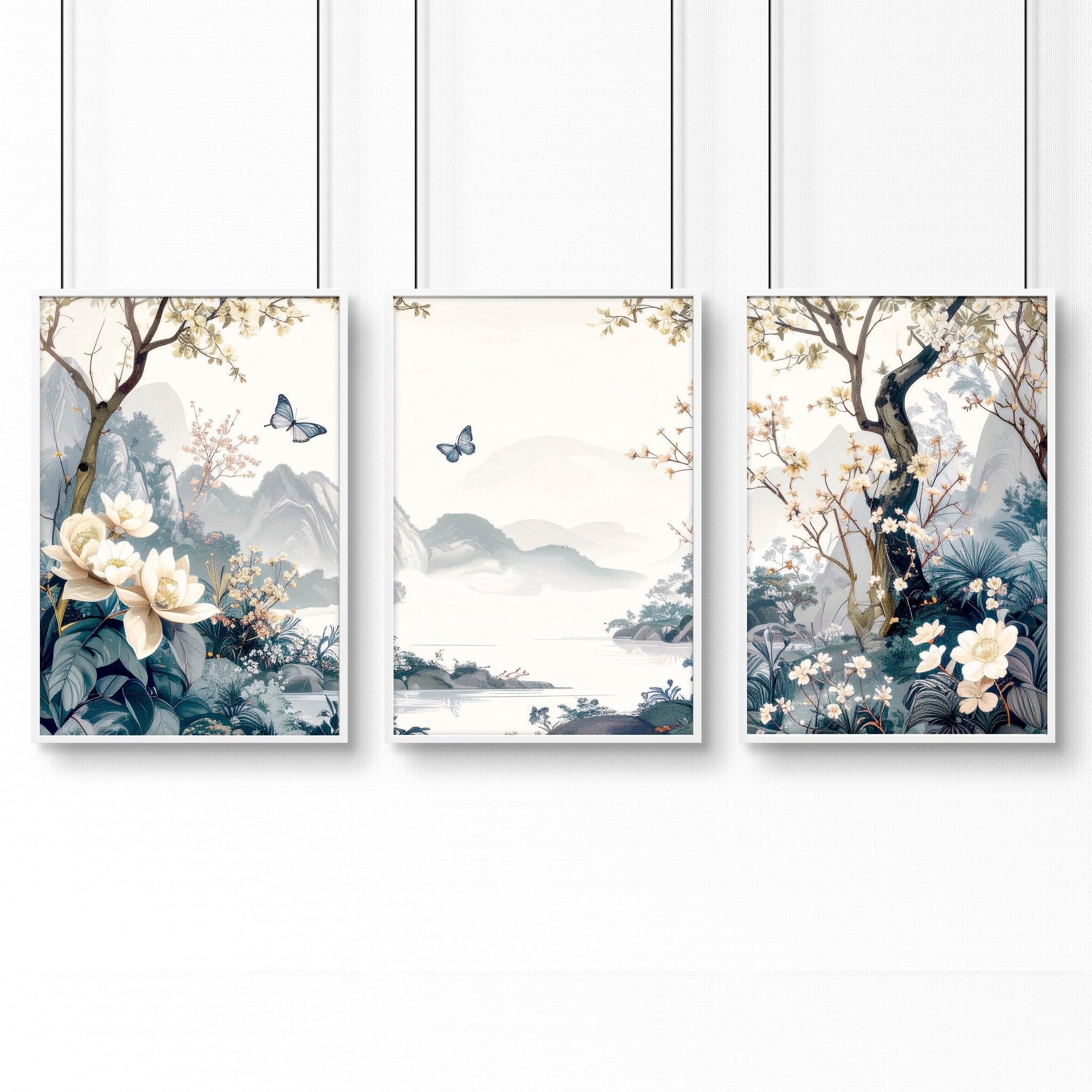 Wall Framed Art | Set of 3 Chinoiserie Wall art Prints