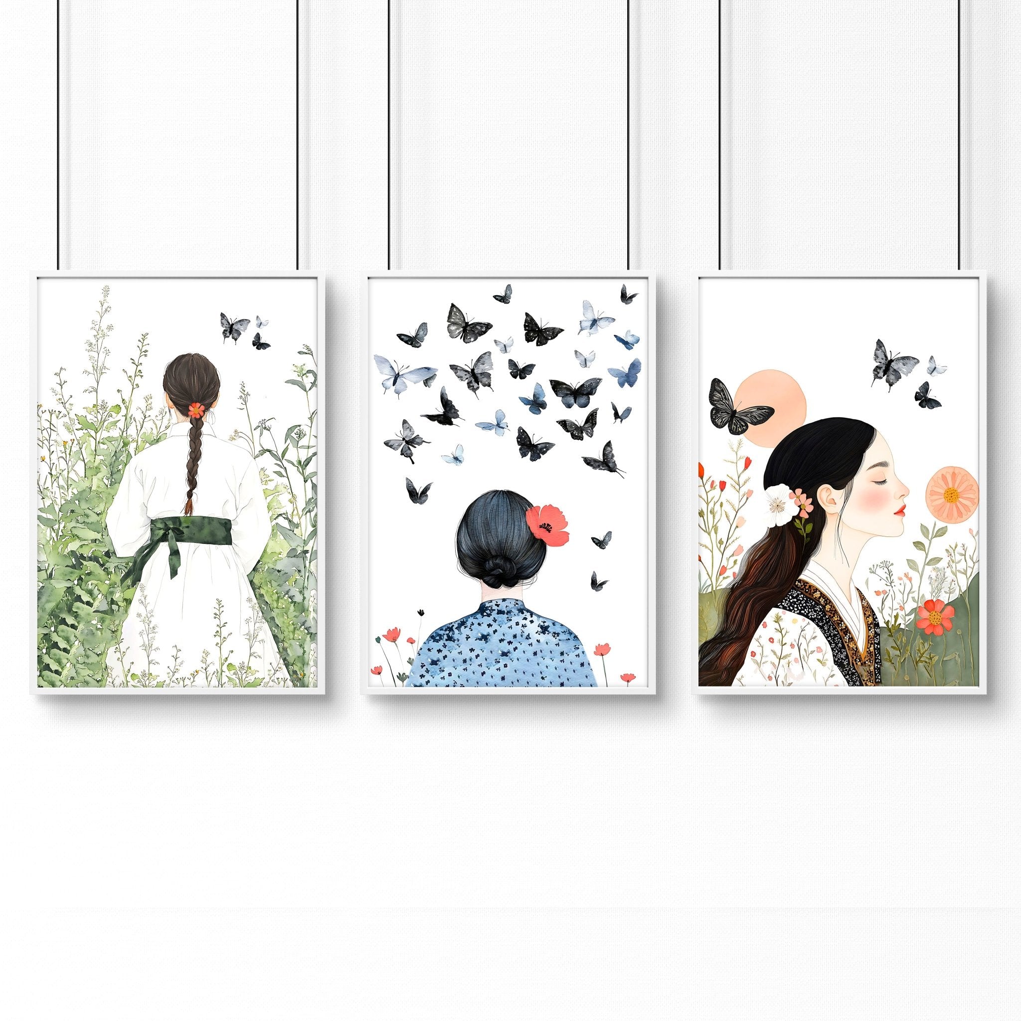 Wall Picture Gallery | Set of 3 Boho Women Wall art Prints
