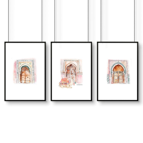 Wall Pictures In Frames | Set of 3 Moroccan Inspired Wall art Prints