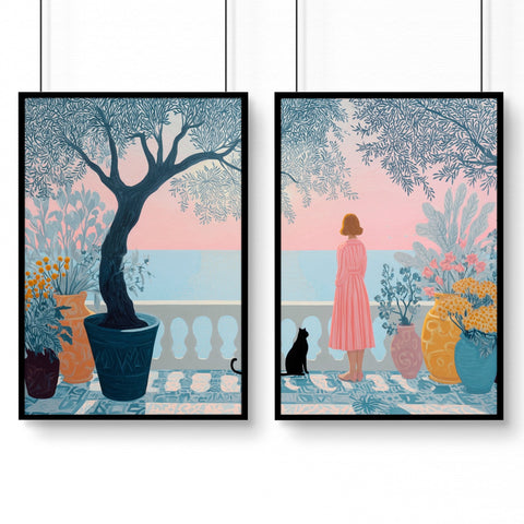Wall Posters For Home Office | Set of 2 Italian Lifestyle Wall art Prints