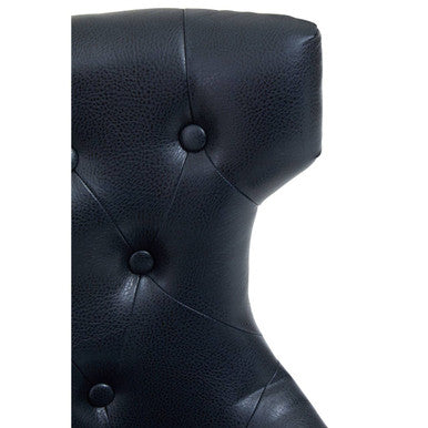 Walson black leather effect home office chair with tufted black leather effect headboard and button detailing