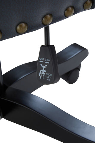Walson black leather effect home office chair with brass nailhead trim and black height adjustment lever
