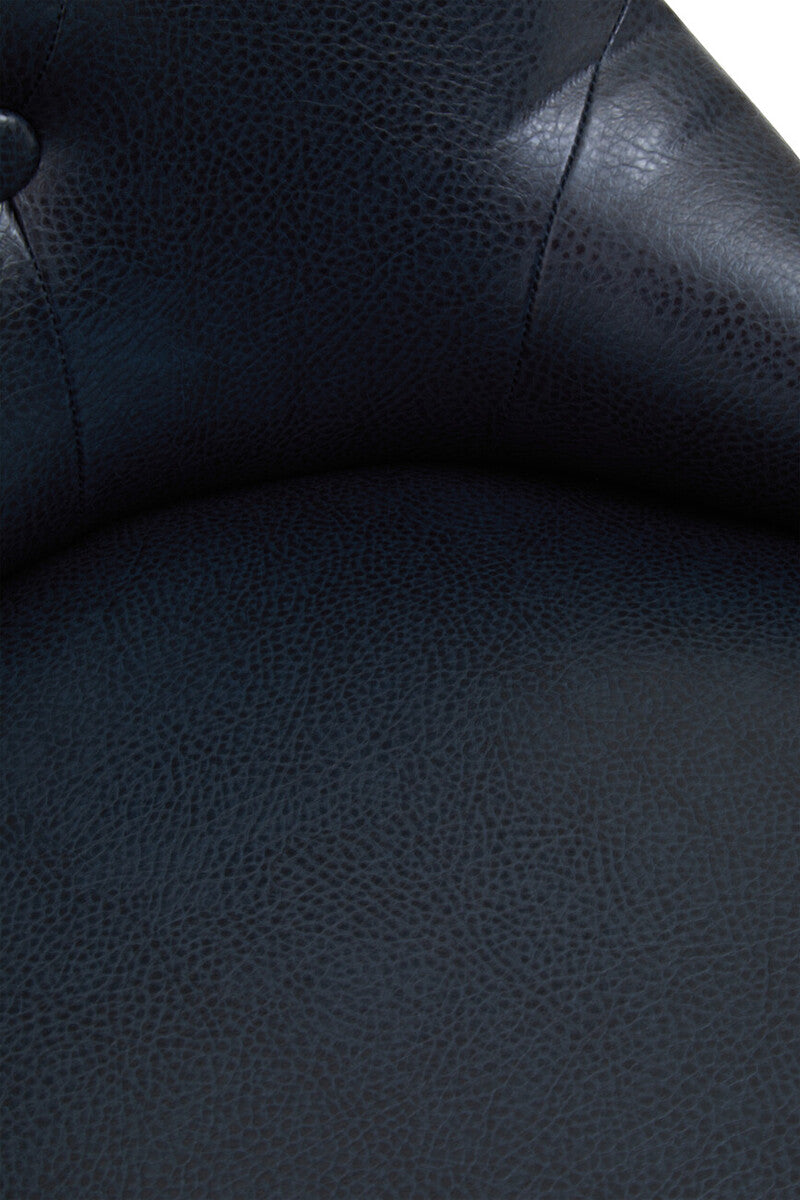 Walson black leather effect home office chair in dark navy with textured pebbled leather effect and stitched seams