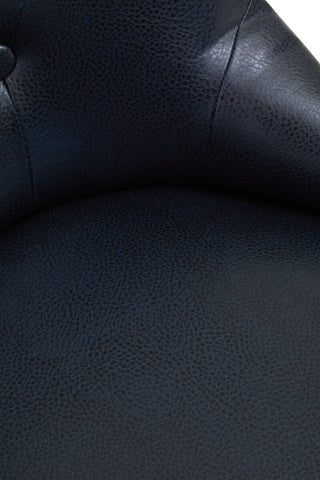 Walson black leather effect home office chair in dark navy with textured pebbled leather effect and stitched seams