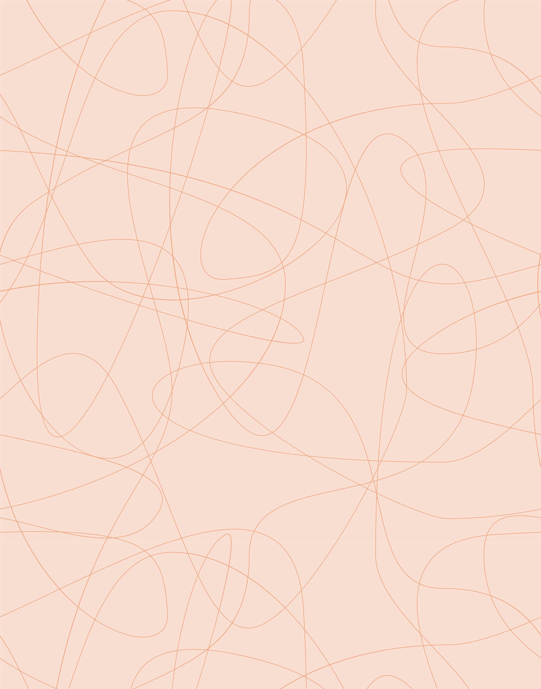 Soft peach-colored wander wallpaper with delicate warm beige overlapping line art for a cozy room vibe