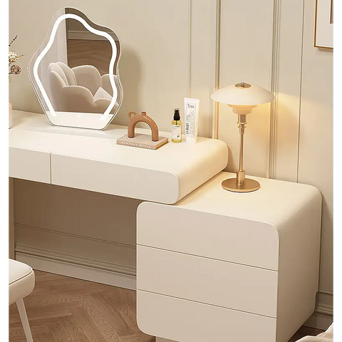 Ward Dressing Table With Side Cabinet & LED Mirror Cream