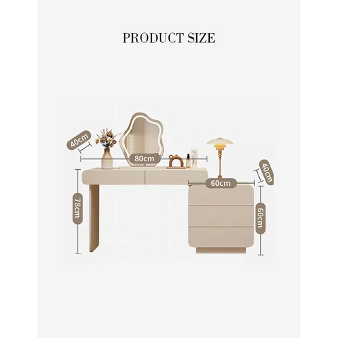 Ward Dressing Table With Side Cabinet & LED Mirror Cream