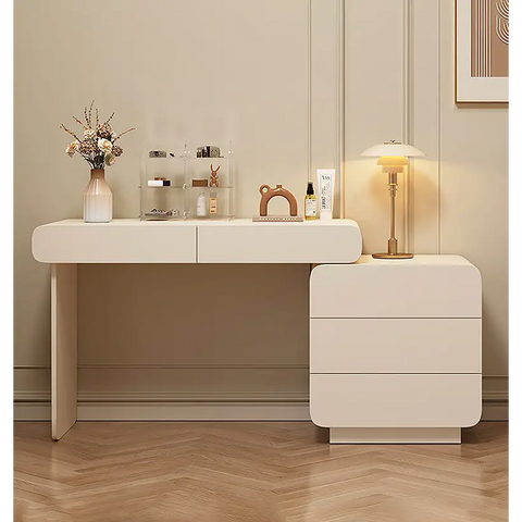 Ward Dressing Table With Side Cabinet & LED Mirror Cream