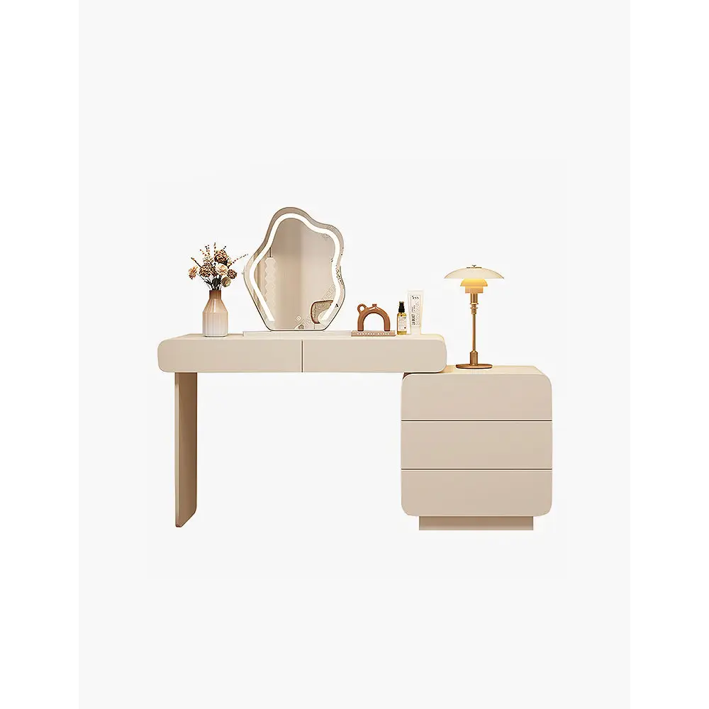 Ward Dressing Table With Side Cabinet & LED Mirror Cream