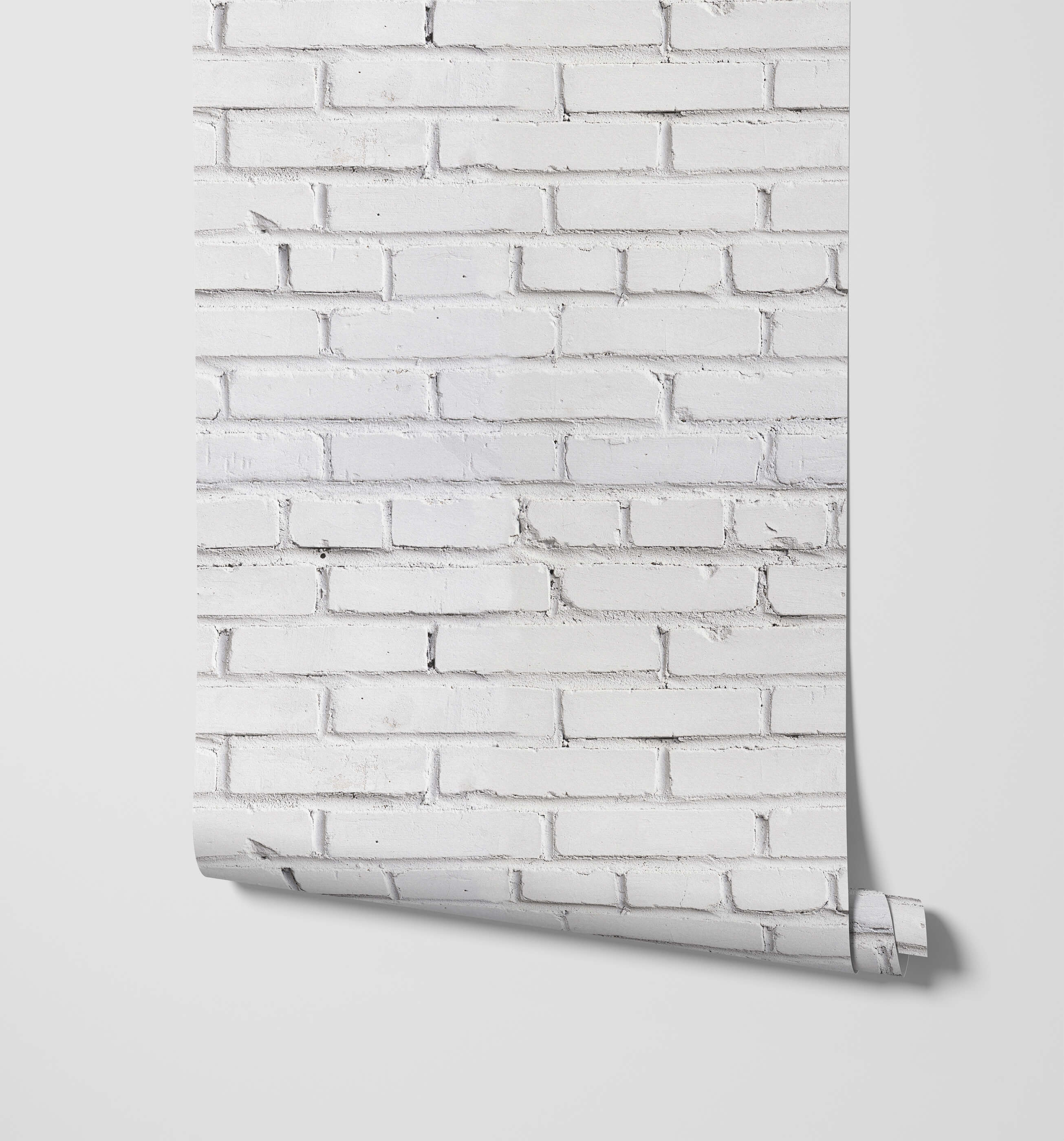 White brick-patterned wallpaper with subtle distressed texture perfect for a warehouse style wall design