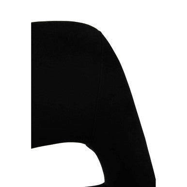 Black curved plastic car door handle shown with warren black velvet dining chair for sleek black velvet dining look