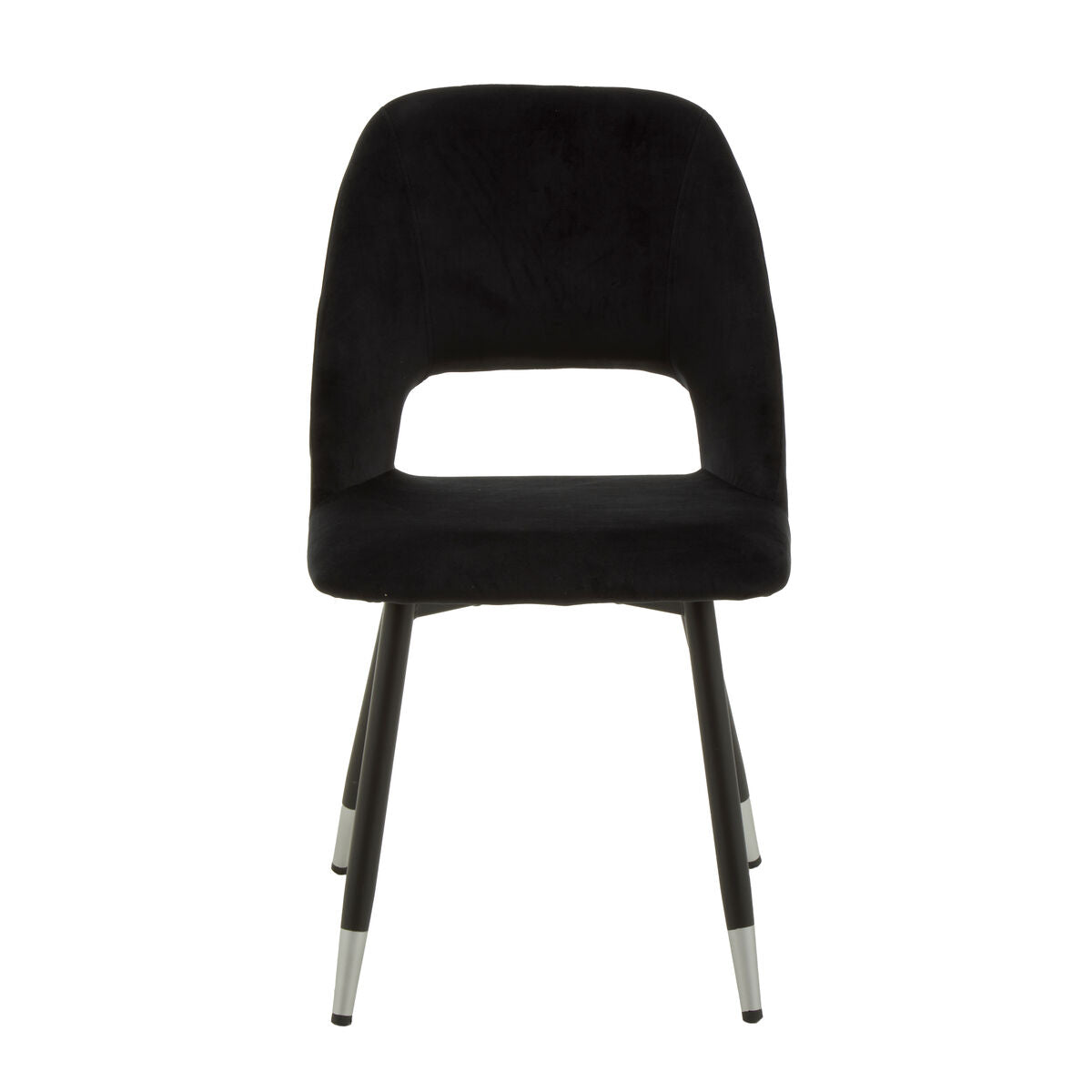 Warren black velvet dining chair with sleek metal legs featuring modern black velvet and minimalist design