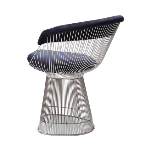 Warren Platner Dining Chair - Chrome Base, Dark Blue