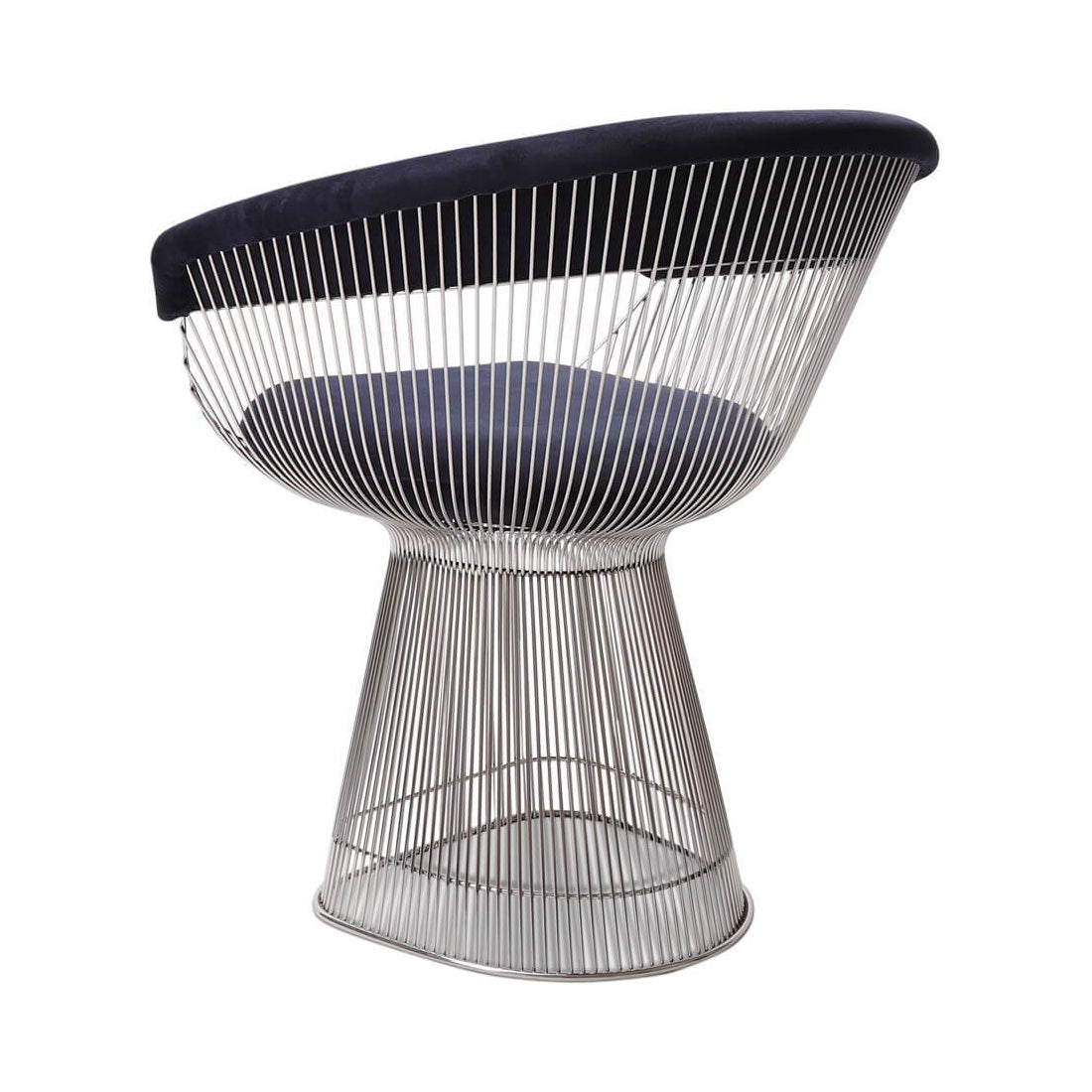 Warren Platner Dining Chair - Chrome Base, Dark Blue