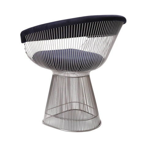 Warren Platner Dining Chair - Chrome Base, Dark Blue
